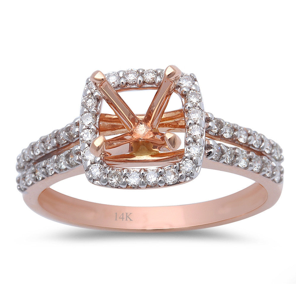 DIAMOND CLOSEOUT! .36ct Round Halo Semi Mount Engagement Ring 14kt Rose Gold Size 6.5