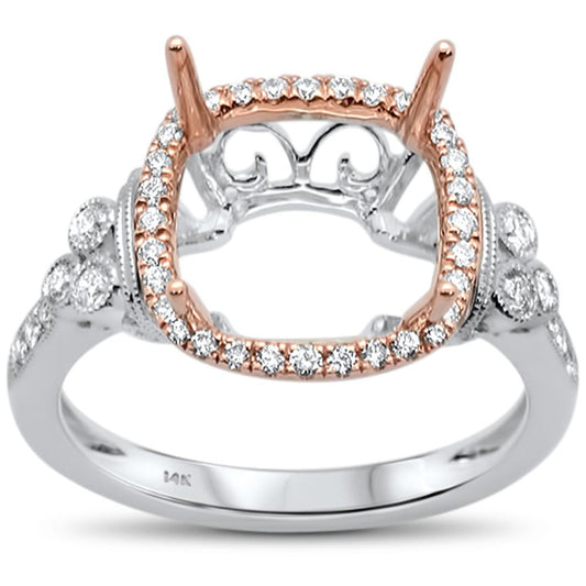 DIAMOND CLOSEOUT! 0.32cts 14k Two Tone Semi-Mount Diamond Ring Size 6.5