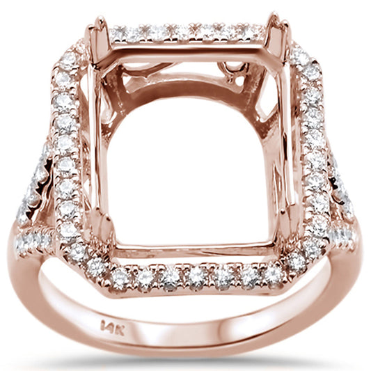 DIAMOND CLOSEOUT! .67ct 14k Rose Gold Emerald Radiant Cut Diamond Semi-mount Ring Size 6.5