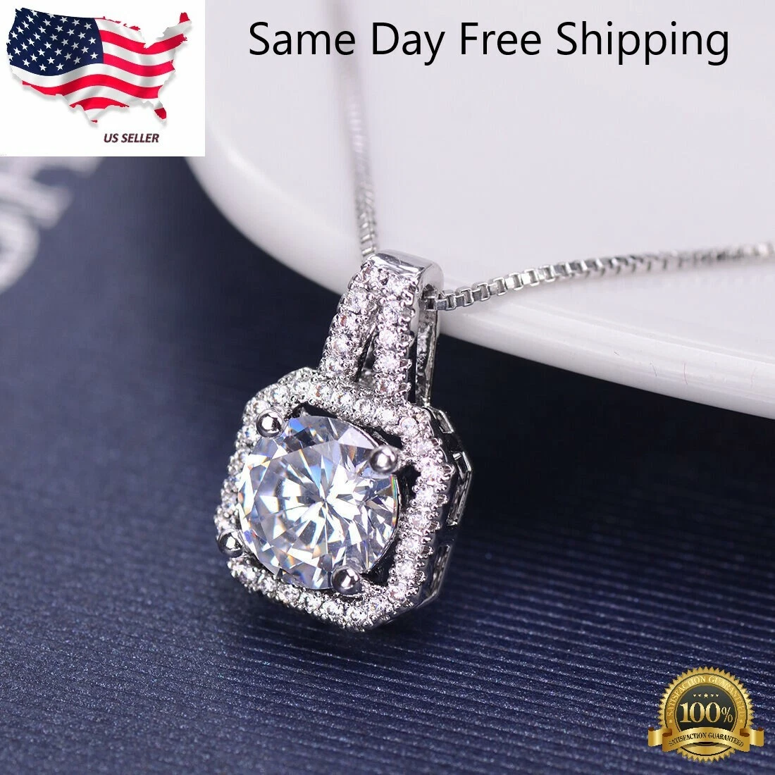 Pendant Choker Chunky Statement Chain Bib Necklace 925 Silver Plated lab-created