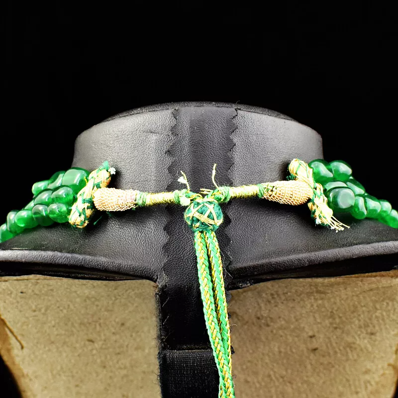 Oval Shape 695.00 Cts Earth Mined Enhanced Emerald Beads Necklace NK 15E190