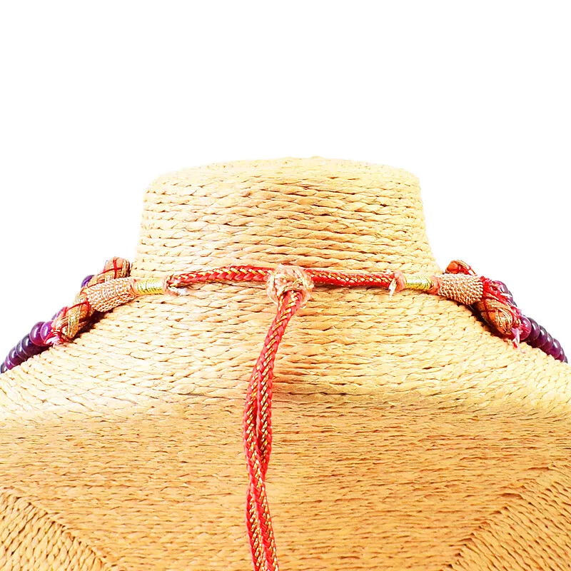 575.00 Cts Earth Mined 5 Strand Red Ruby Round Shape Beads Necklace NK 04E122