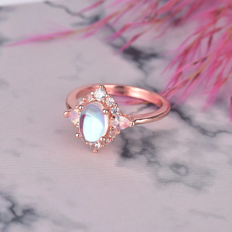 White Lab Opal Oval Heart Cutout Ring .925 Sterling Silver Sizes 7 Gift New