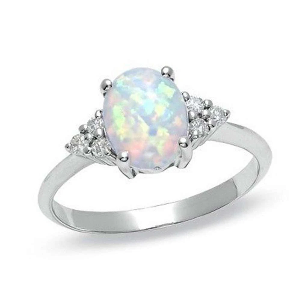 White Opal Love Heart Cutout Promise Ring Sterling Silver Jewelry Size 7 w/Box
