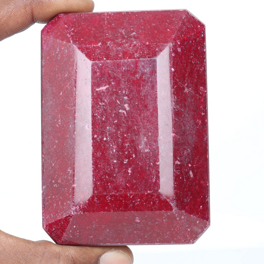 Certified Natural Big Size Red Ruby 2505 Ct. Faceted Emerald Cut Loose Gemstone