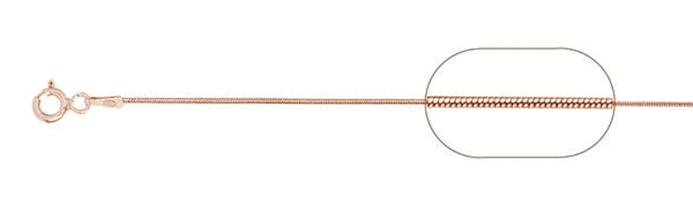 010-8MM Rose Gold Plated Snake Chain .925 Solid Sterling Silver Available In 16"- 22" Inches