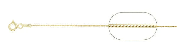 020-1MM Yellow Gold Plated Snake Chain .925 Solid Sterling Silver Available In 16"- 26" Inches