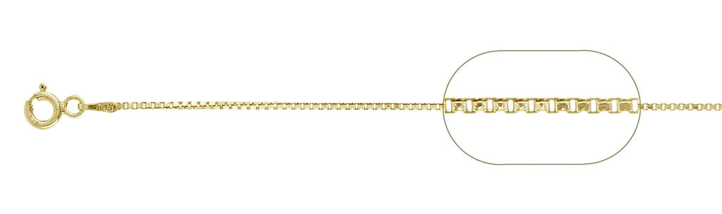 019-1MM Yellow Gold Plated Box Chain .925 Solid Sterling Silver Available In 16"- 26" Inches