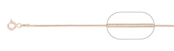 020-1MM Rose Gold Plated Snake Chain .925 Solid Sterling Silver Available In 16"- 26" Inches