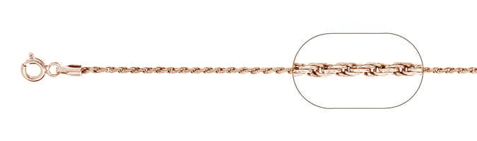 025-1.2MM Rose Gold Plated Loose Rope Chain .925 Solid Sterling Silver Available In 16-22"