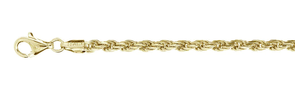 080-4MM Yellow Gold Plated Rope Chain .925 Solid Sterling Silver Available In 8"- 30" Inches