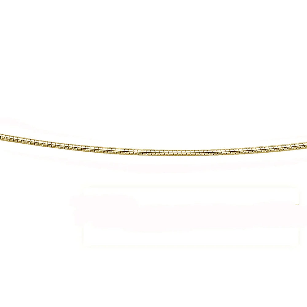 1.25MM Yellow Gold Plated .925 Sterling Silver Round Omega Necklace Chain 16-18"
