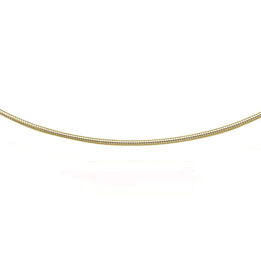 1.5MM Yellow Gold Plated .925 Sterling Silver Round Omega Necklace Chain 16-18"