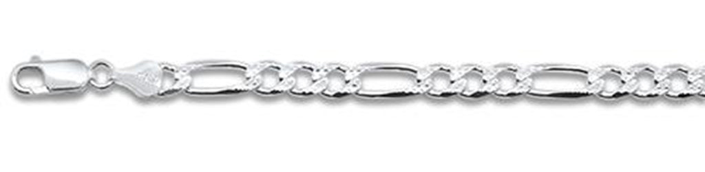 150-6.2MM Pave Figaro Chain .925 Solid Sterling Silver Available In 7"- 30" Inches