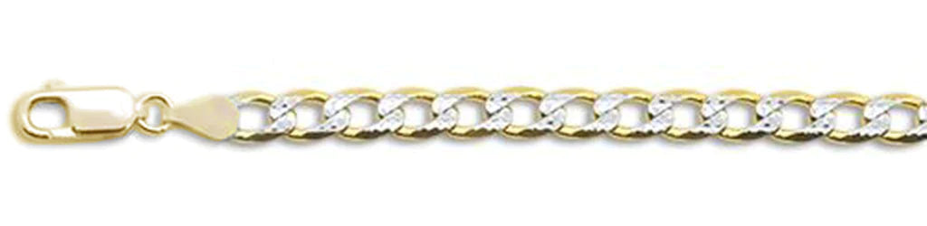 150-6MM Yellow Gold Plated Pave Curb Chain .925 Solid Sterling Silver Available In 8"- 32" Inches