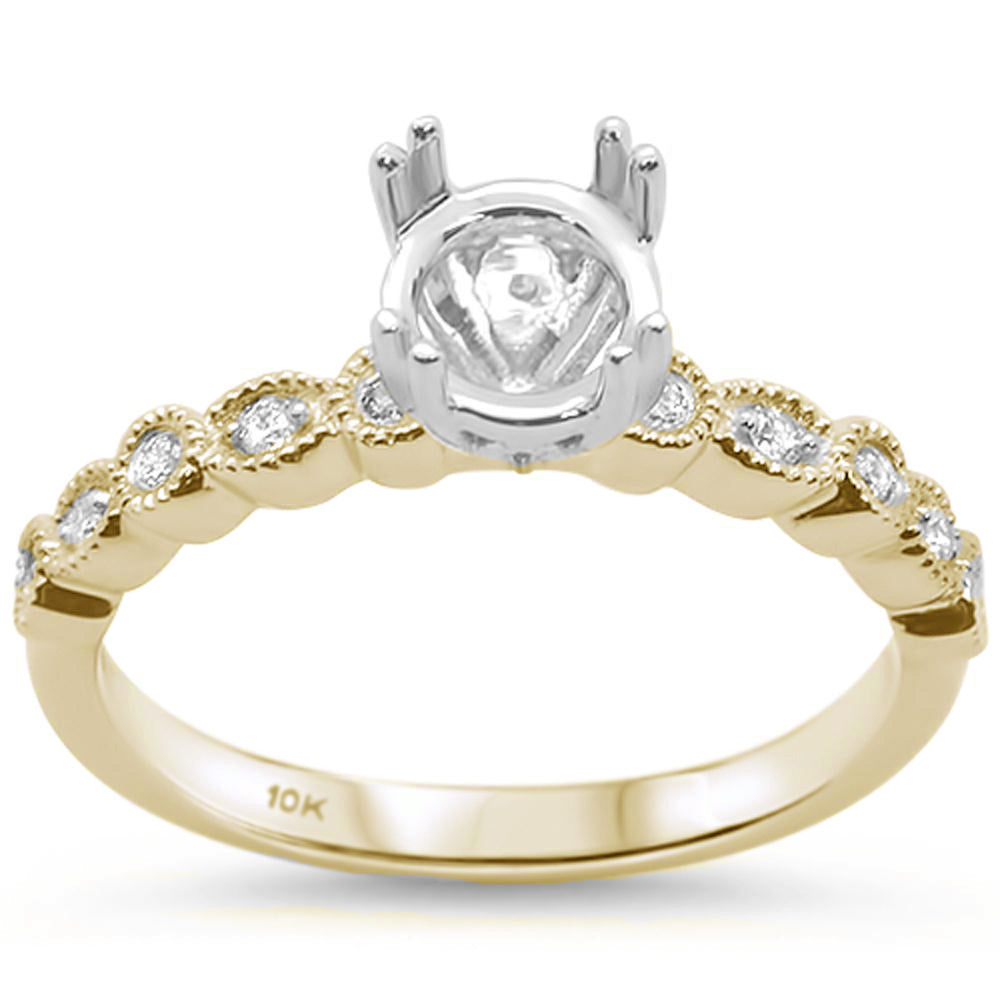 0.11cts 10k Two Tone Gold Semi-Mount Diamond Ring Size 6.5