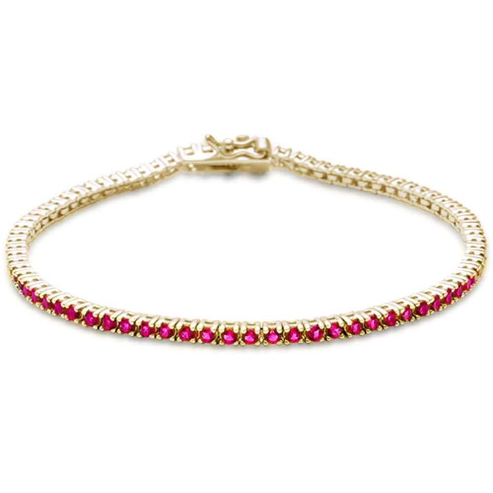 1.69ct G SI 14K Yellow Gold Natural Ruby Tennis Bracelet 7"