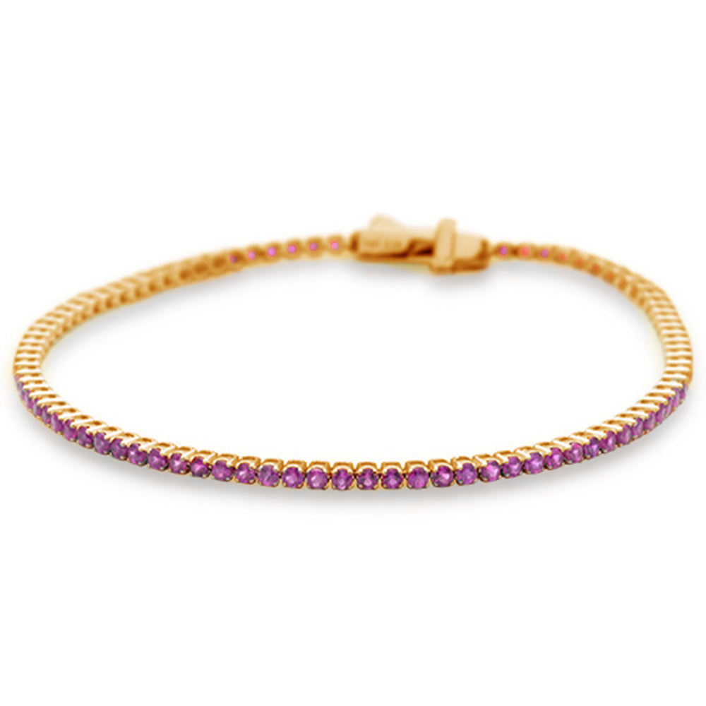 2.37ct G SI 14K Rose Gold Natural Pink Sapphire Tennis Bracelet 7"