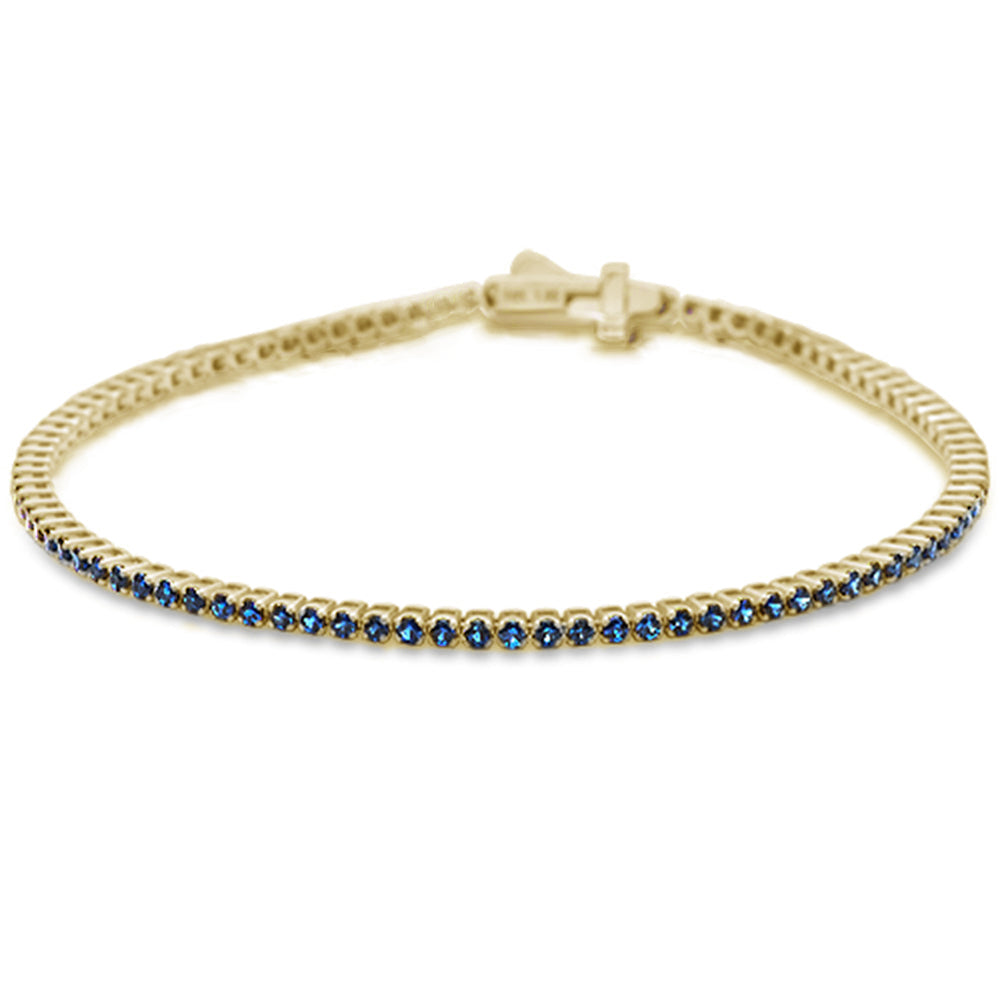 1.67cts G SI 14K Yellow Gold Natural Blue Sapphire Tennis Bracelet 7"