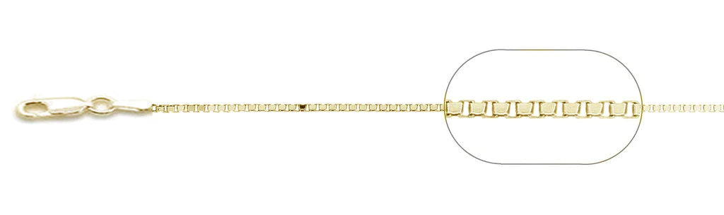 022-1.1MM Yellow Gold Plated Box Chain .925 Solid Sterling Silver Sizes 16-20"