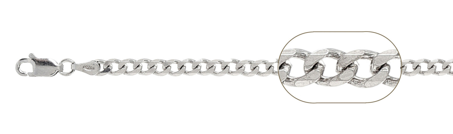 100-4MM Curb Chain .925 Solid Sterling Silver Sizes 6-30"