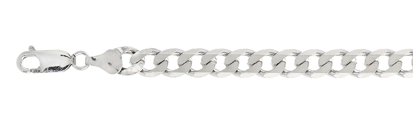 180-7.5MM Flat Curb Chain .925 Solid Sterling Silver Sizes 8-32"