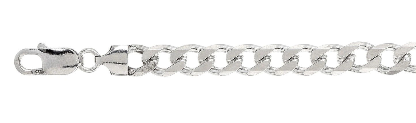 200-8MM Flat Curb Chain Made In Italy .925 Sterling Silver Available In 8-32" Inches