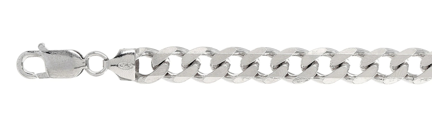 250-11MM Flat Curb Chain .925 Solid Sterling Silver Sizes 8-32"
