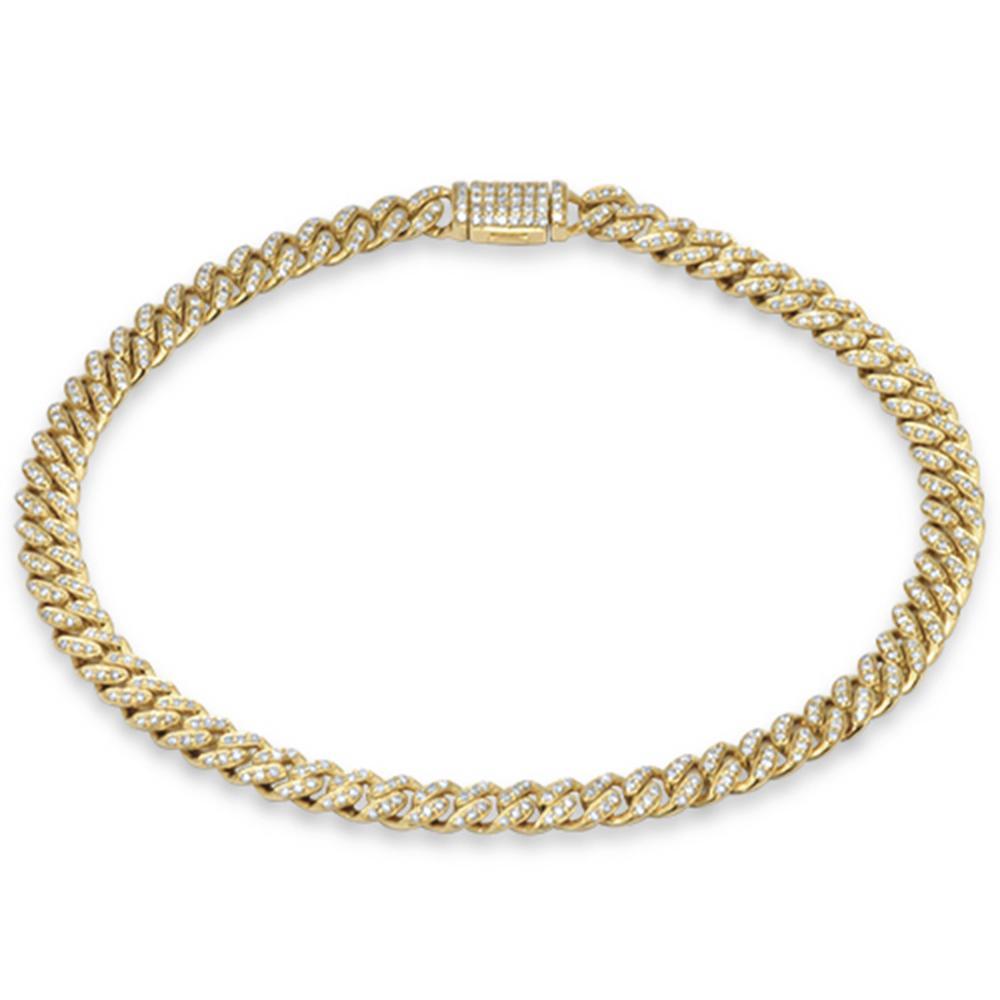 5mm .68ct G SI 14K Yellow Gold Diamond Round Cuban Bracelet 7"