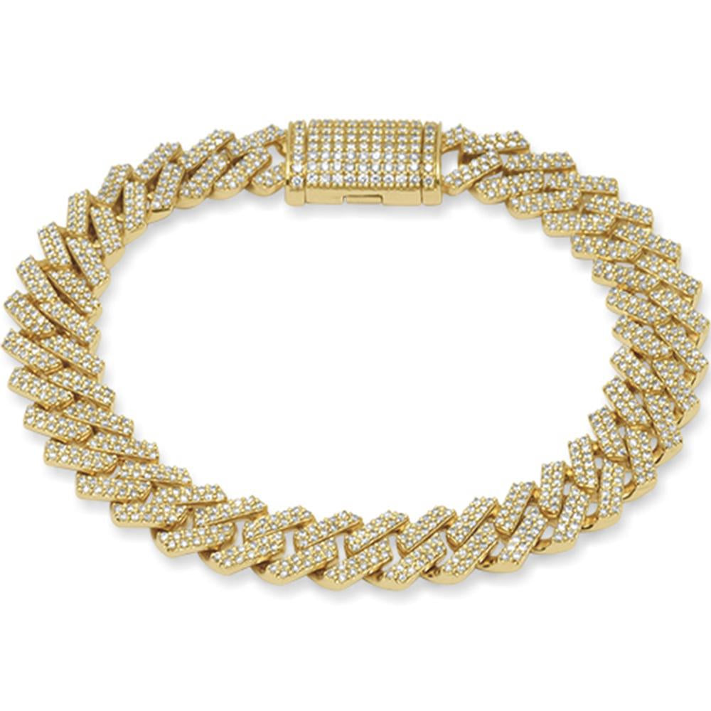 11mm 5.98ct G SI 14K Yellow Gold Diamond Square Cuban Bracelet 8.5"