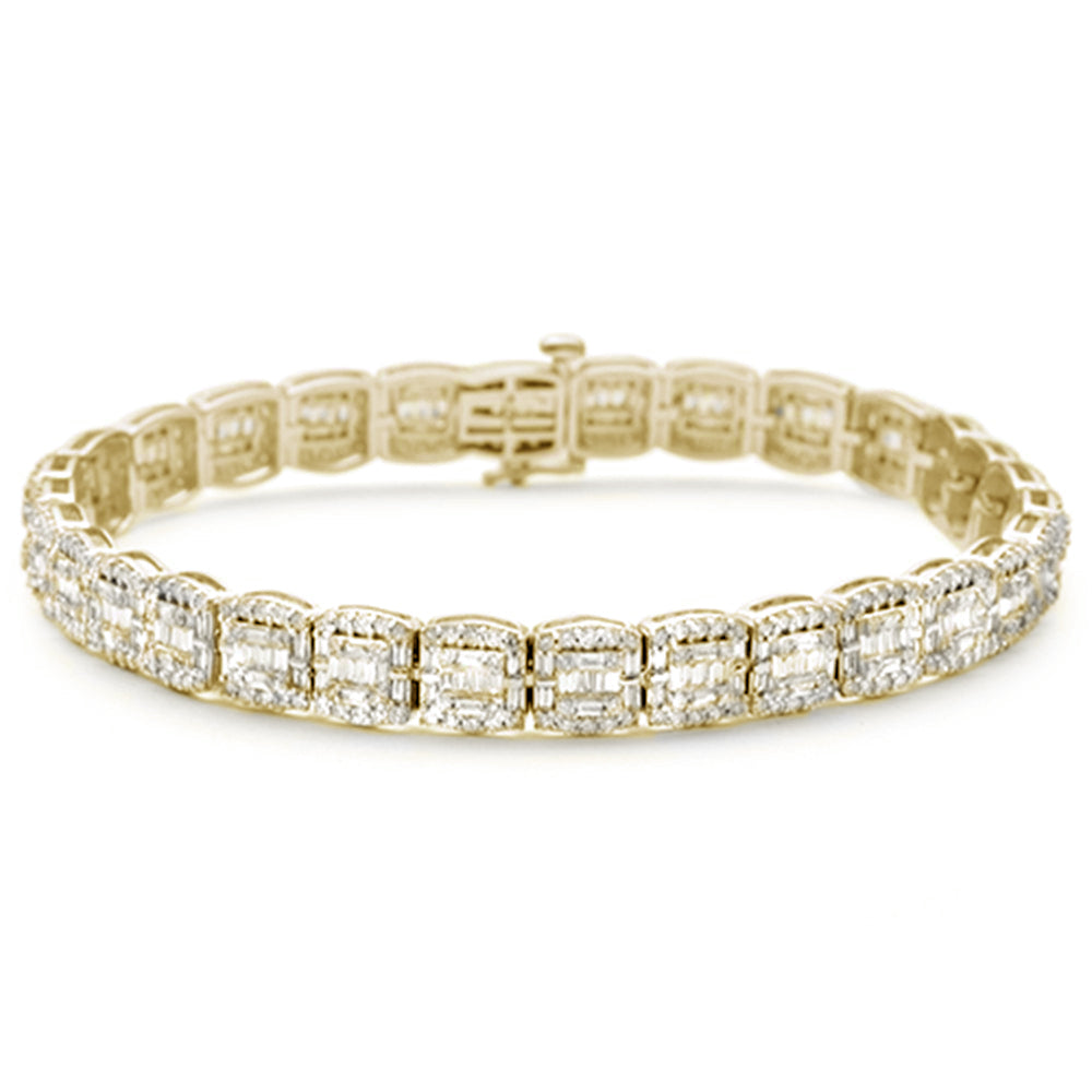 5.45ct G SI 14K Yellow Gold Baguette & Round Diamond Bracelet 8"