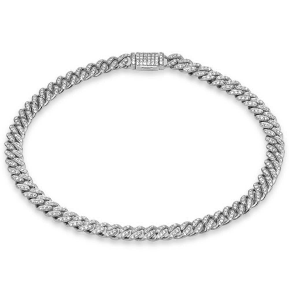 4mm .76ct G SI 14K White Gold Diamond Round Cuban Bracelet 7"
