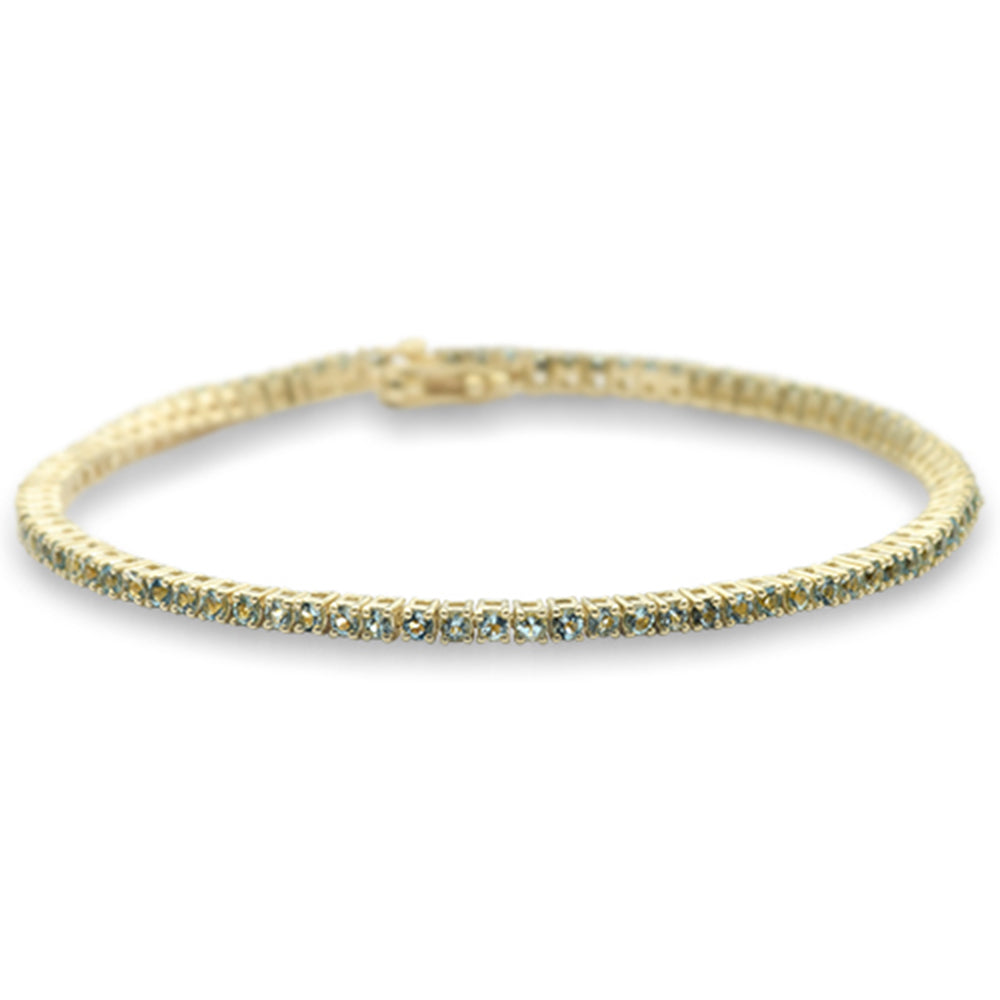 1.94ct G SI 14K Yellow Gold Natural Aquamarine Gemstone Tennis Bracelet 7"