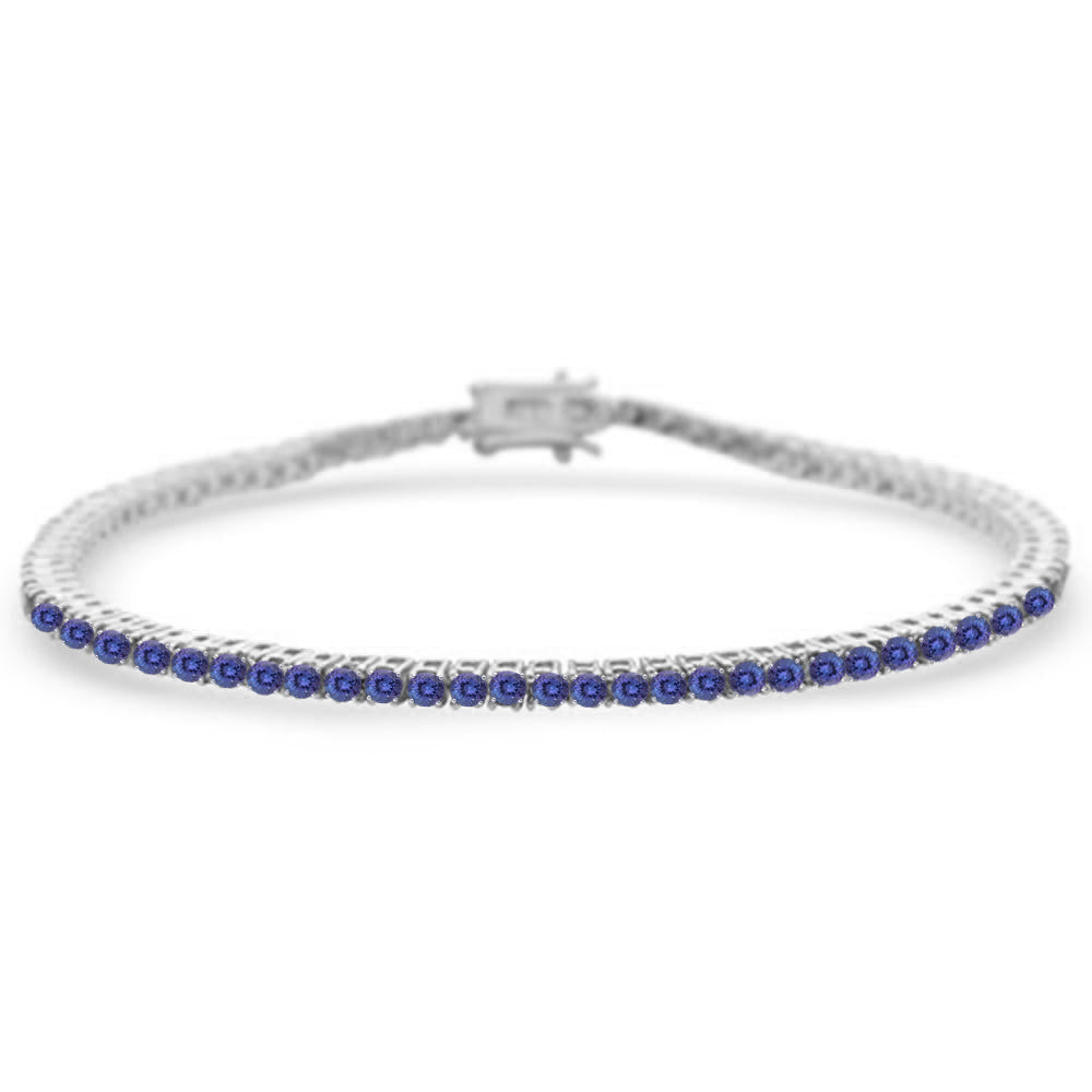 2.67ct G SI 14K White Gold Natural Tanzanite Gemstone Tennis Bracelet 7"