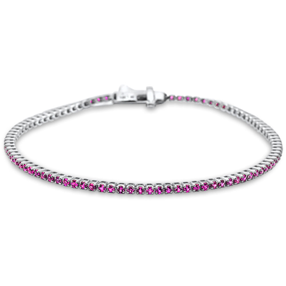 1.62ct G SI 14K White Gold Natural Ruby Tennis Bracelet 7"
