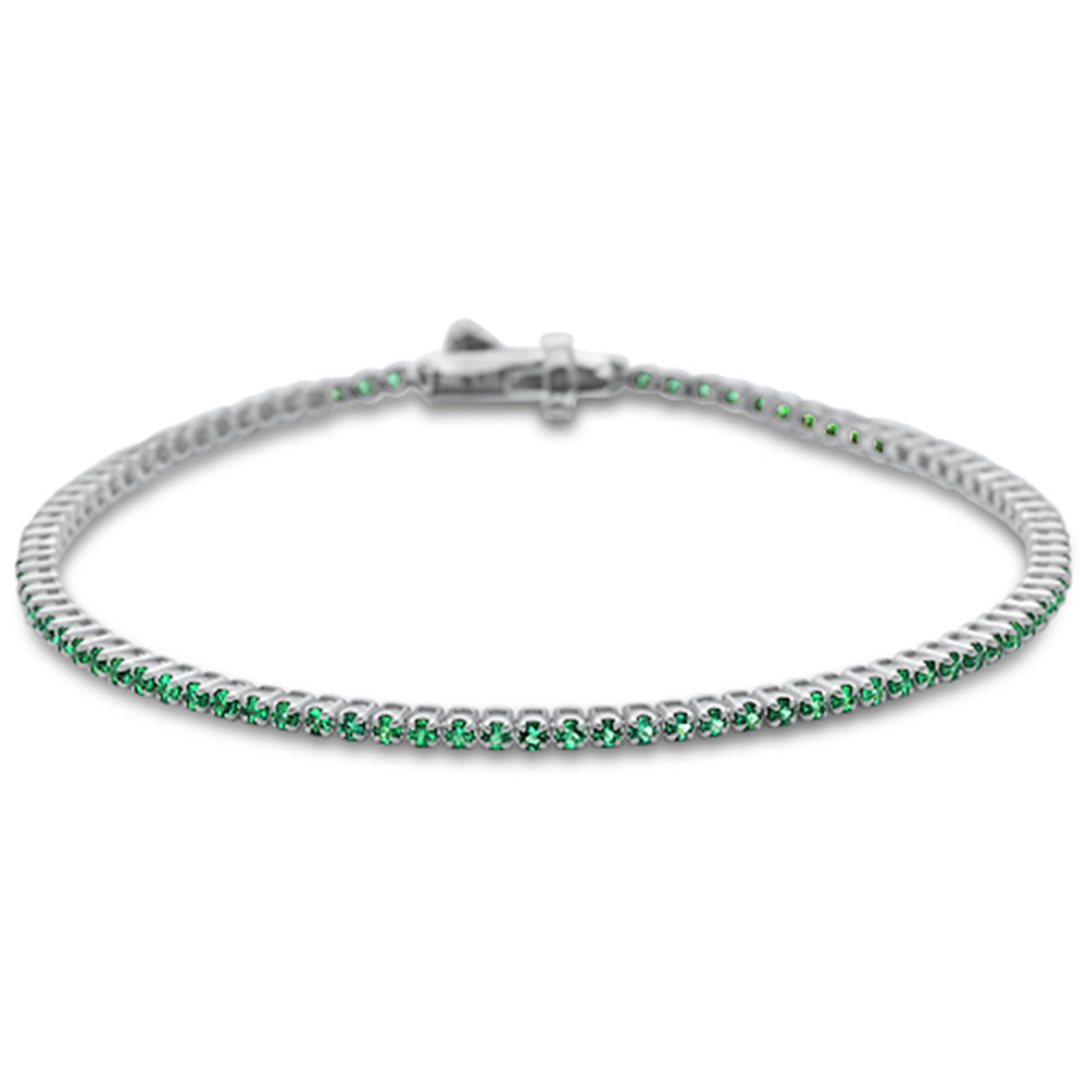 1.44ct G SI 14K White Gold Natural Emerald Tennis Bracelet 7"