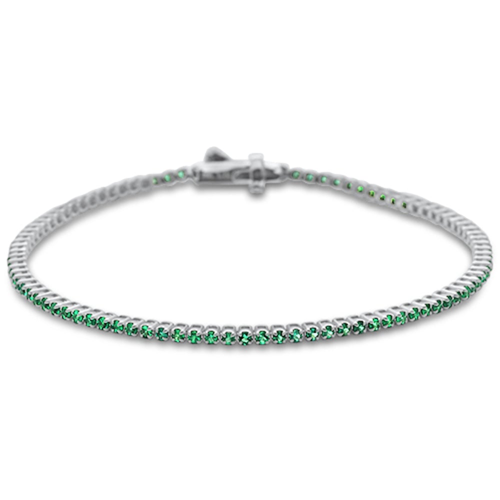 1.84ct 14K White Gold Natural Emerald Tennis Bracelet 7"