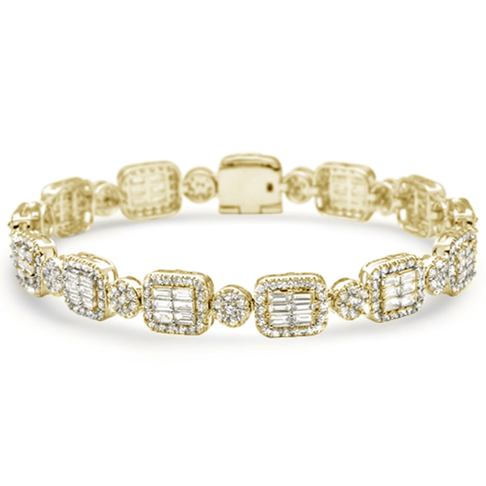 7.15ct G SI 14K Yellow Gold Diamond Round & Baguette 8.5"