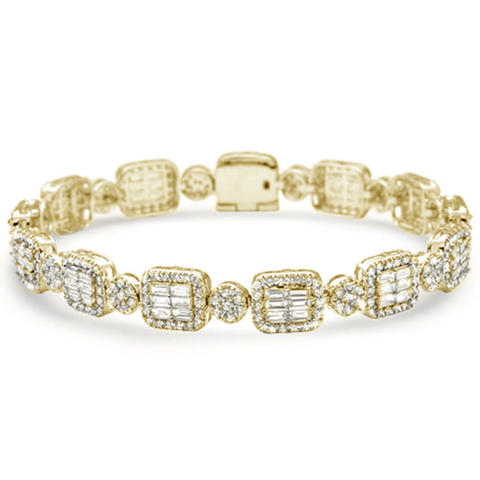 7.15ct G SI 14K Yellow Gold Diamond Round & Baguette 8.5"