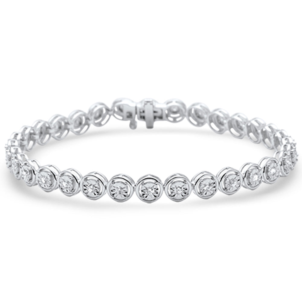 .75ct G SI 14K White Gold Miracle Tennis Bracelet 7"