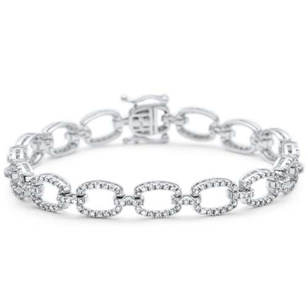2.06ct G SI 14K White Gold Diamond Rounded Link Bracelet 7"