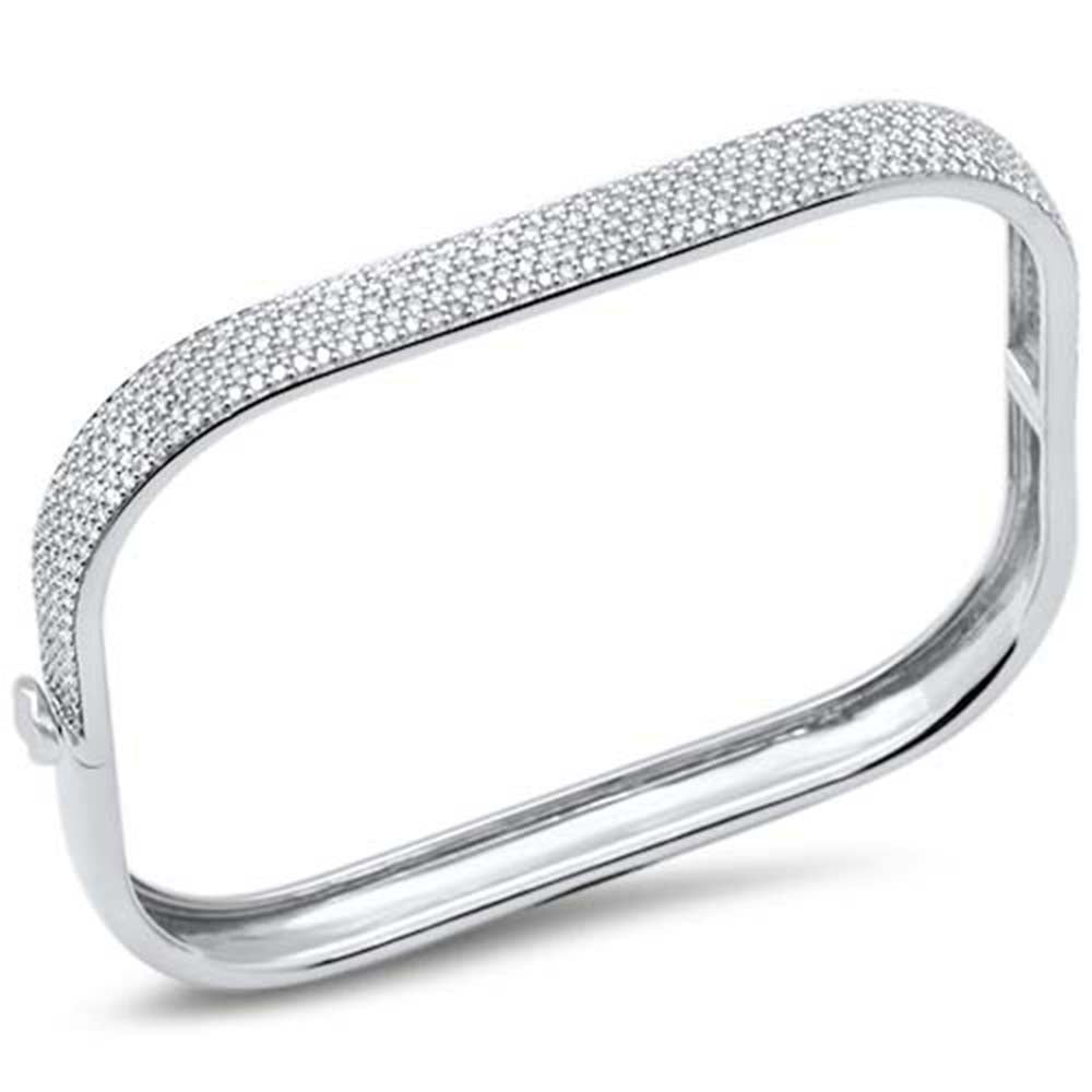 2.50ct G SI 14K White Gold Round Diamond Square Bangle Bracelet Size 6.75"