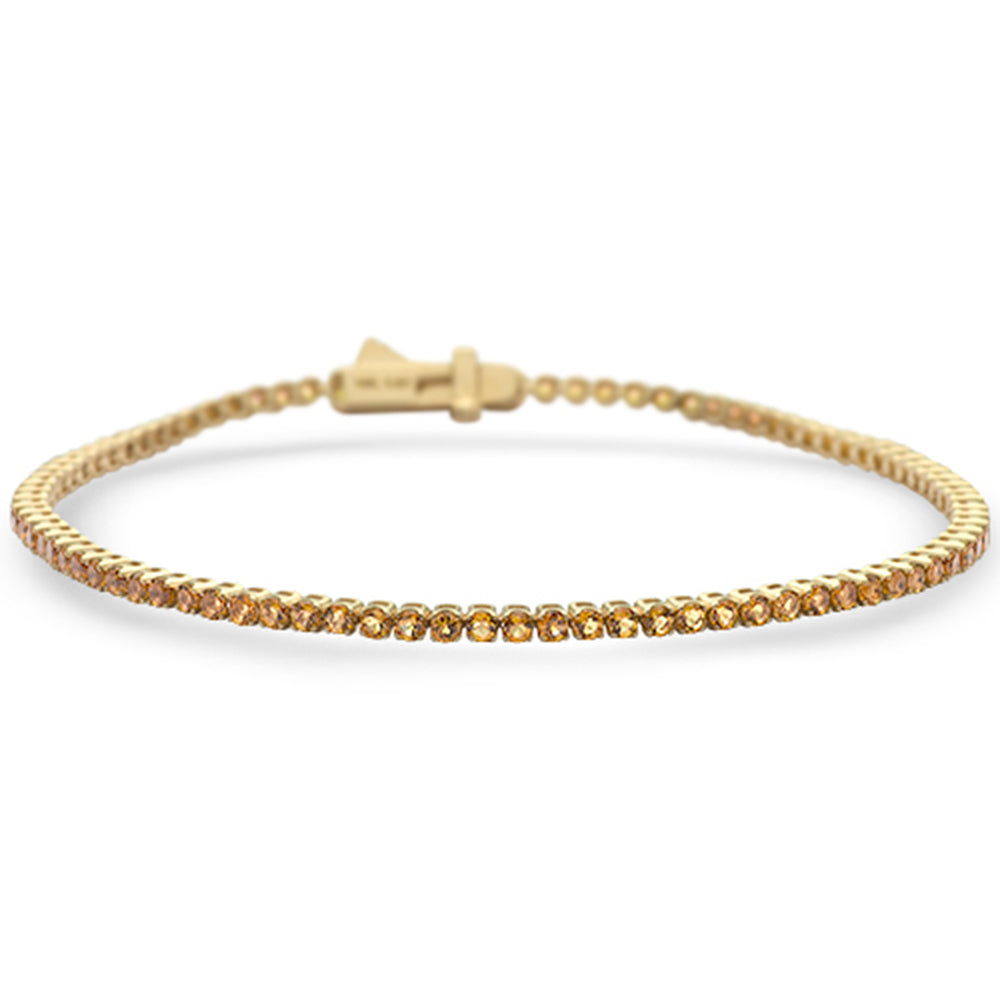 .97ct G SI 14K Yellow Gold Natural Citrine Gemstone Tennis Bracelet 7" Long