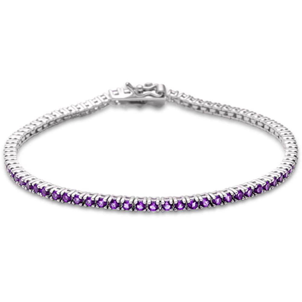 2.00ct 14K White Gold Natural Amethyst Gemstone Tennis Bracelet 7"