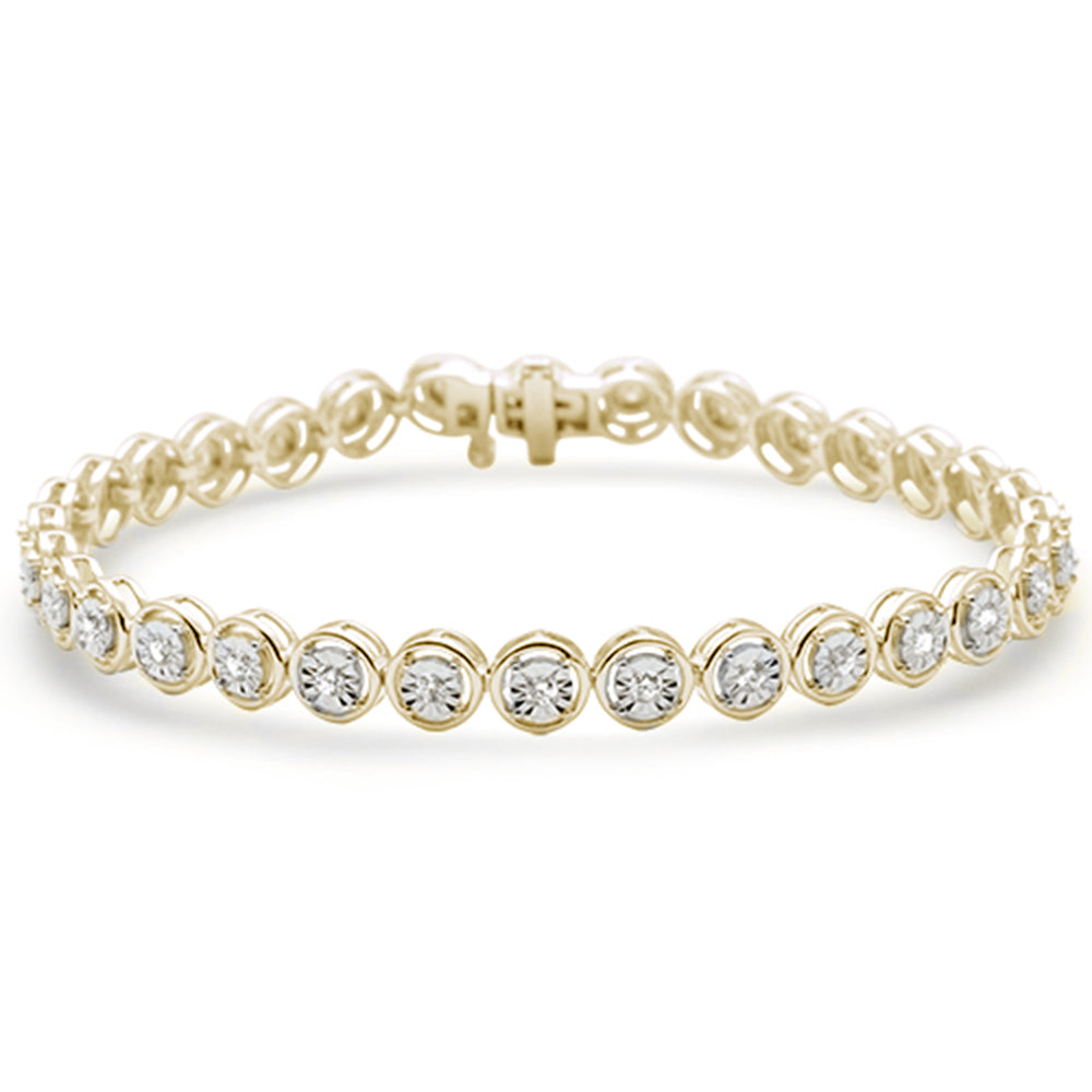 .75ct G SI 14K Yellow Gold Miracle Tennis Bracelet 7"