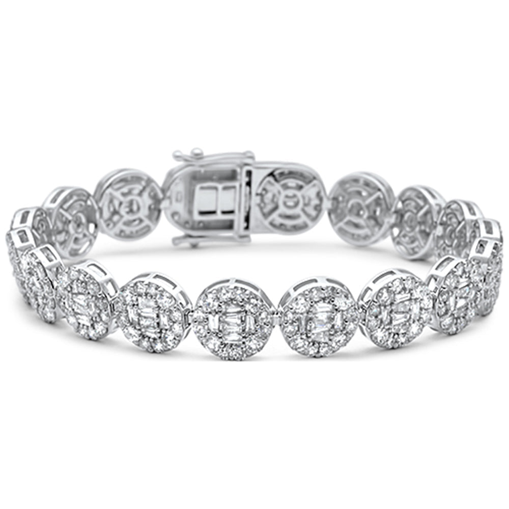 12.09ct G SI 14K White Gold Round & Baguette Diamond Bracelet