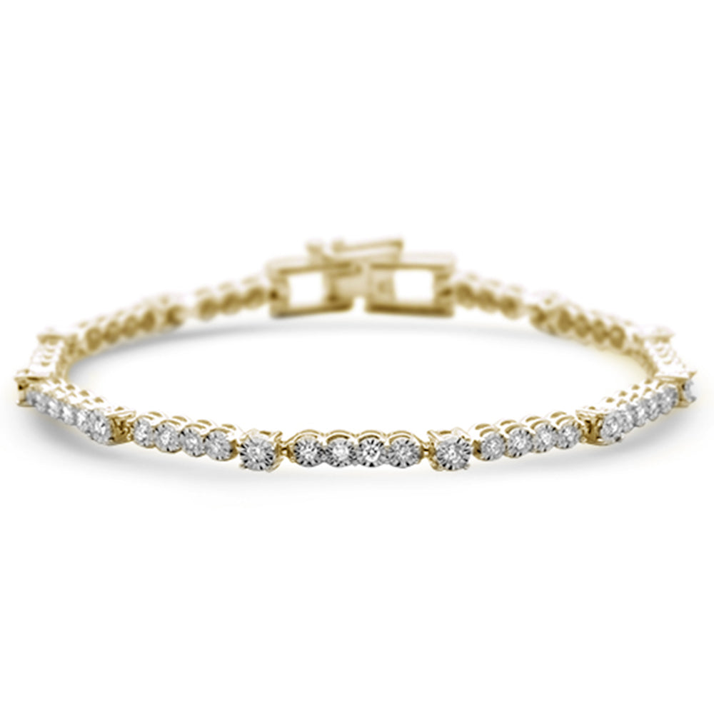 1.00ct G SI 14K Yellow Gold Diamond Illusion Bracelet 7" Long