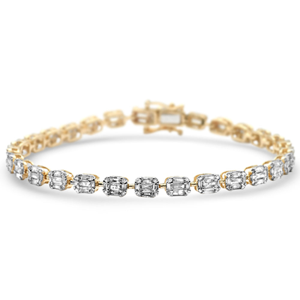 3.15ct G SI 14K Yellow Gold Diamond Round & Baguette Bracelet