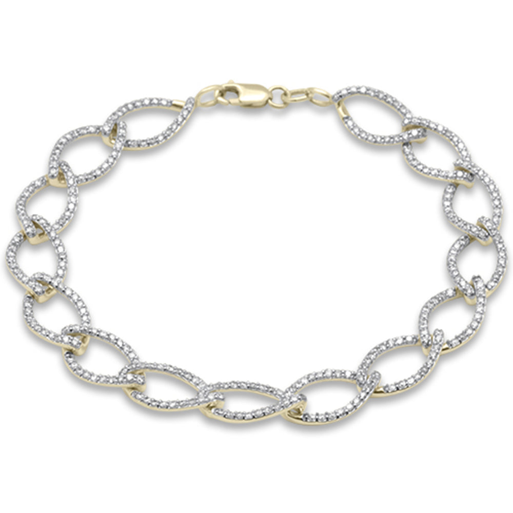 1.91ct G SI 14K Yellow Gold Diamond Marquise Shape Link Bracelet