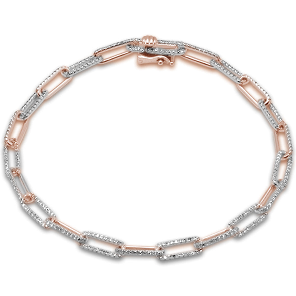 .83ct G SI 14K Rose Gold Diamond Paperclip Bracelet